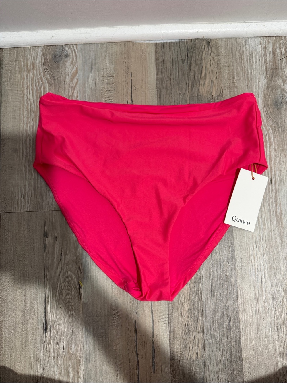 Quince Women's High-Waist Bikini Bottoms in Hot Pink Size Large NWT
